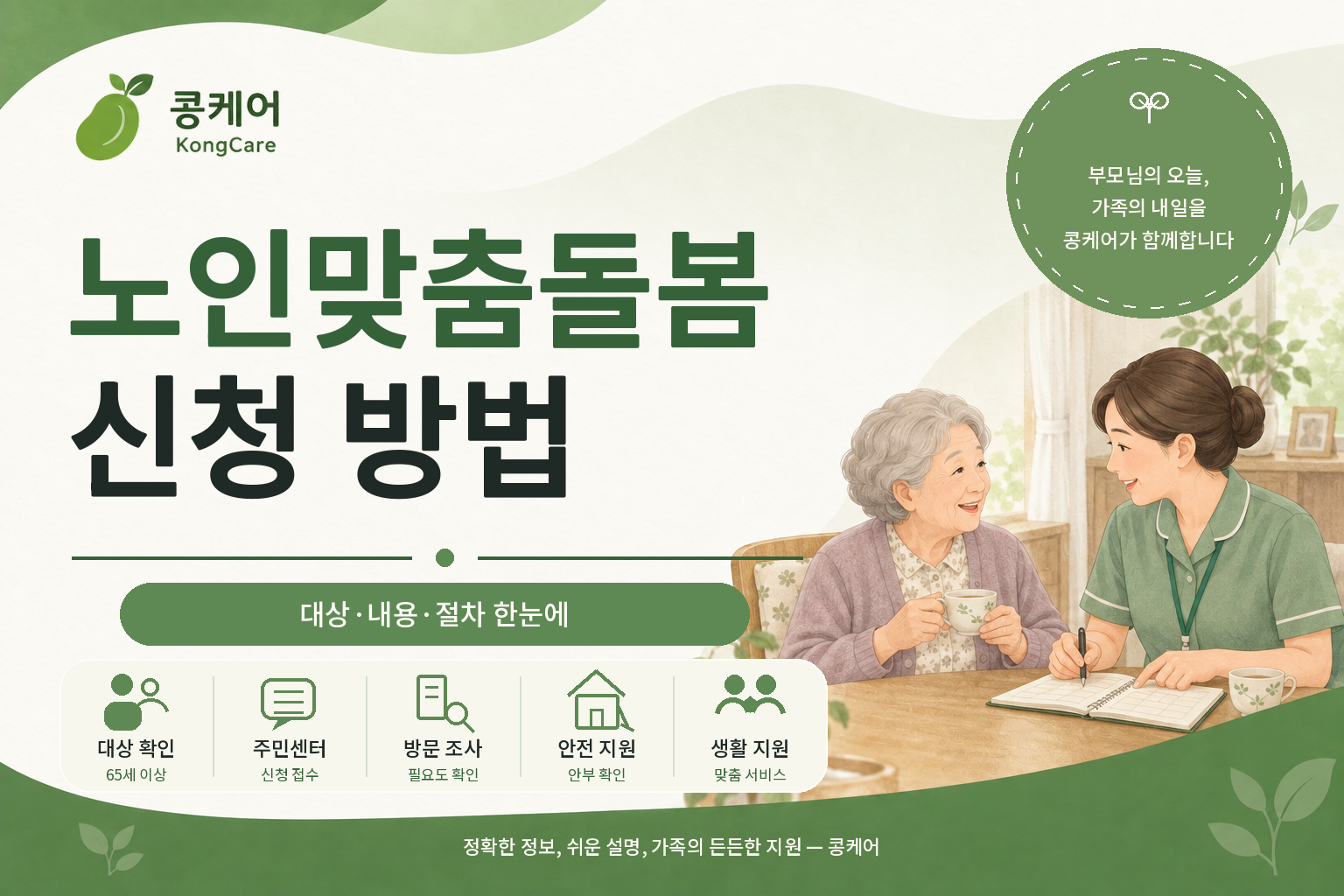 노인맞춤돌봄서비스 신청 대상 지원내용과 신청방법 안내